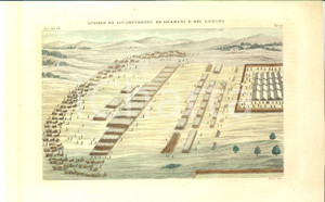 Stampa, bozzetto originale 1830 ca COSTUME EUROPEO Accampamenti dei Germani e dei Romani Inc. VERICO 1