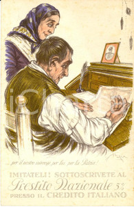 Cartolina originale da collezione 1917 ca WW1 CREDITO ITALIANO Sottoscrivete Prestito nazionale 5% Ill. A. MAZZA 1