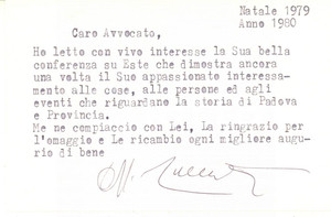 Autografo originale 1978 PADOVA Cesare CRESCENTE  Biglietto per conferenza AUTOGRAFO 1