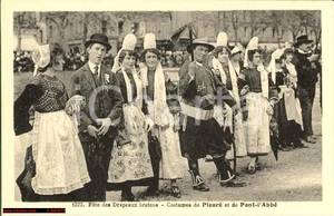 Cartolina originale da collezione 1920 Fete Costumes bretons PLOARE  et PONT L ABBE  FP NV 1