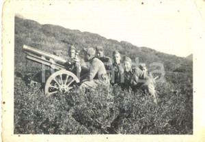 Fotografia d epoca originale 1940 ca WW2 Soldati 4° Reggimento Artiglieria Pesante Campale posizione di tiro 1