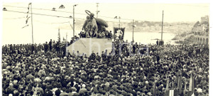 Fotografia d epoca originale 1935 GENOVA QUARTO Cerimonia al Monumento DEI MILLE Foto 8 x 17 1