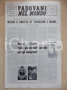Giornale, rivista storica 1973 PADOVANI NEL MONDO Previdenza sociale per gli emigrati Periodico n.6 1