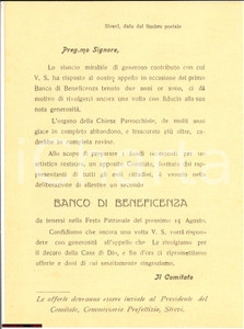 Documento originale, autentico 1920 ca STREVI (AL) Restauro organo chiesa S. MICHELE 1