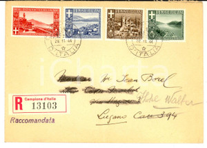 Materiale pubblicitario d’epoca 1944 CAMPIONE D ITALIA Serie 4 Paesaggi e vedute annullati su raccomandata 1