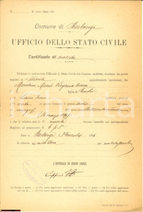 Documento originale, autentico 1914 BARBARIGA (BS) Nascita di Maria Virginia MARASINI 1