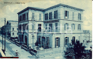 Cartolina originale da collezione 1931 Viserba Rimini - Hotel Lido *Animata con bici 1