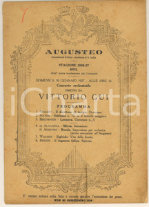 Materiale pubblicitario d’epoca 1927 ROMA Accademia Santa Cecilia  Concerto Vittorio GUI  Programma 1