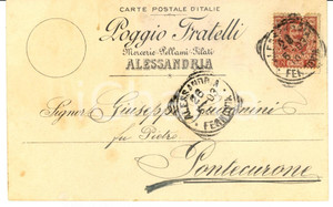 Documento originale, autentico 1903 ALESSANDRIA Fratelli POGGIO Mercerie, pellami e filati *Cartolina FP VG 1