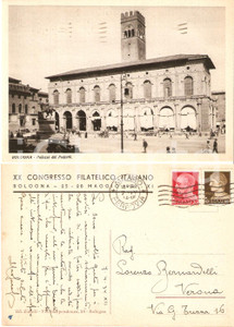 Cartolina originale da collezione 1934 BOLOGNA XX Congresso Filatelico Italiano Cartolina a Lorenzo BERNARDELLI 1