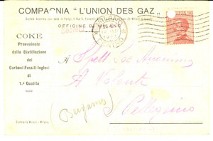 Documento originale, autentico 1923 MILANO BOVISA Compagnia L'UNIONE DES GAZ Vagoni coke *Cartolina FP VG 1