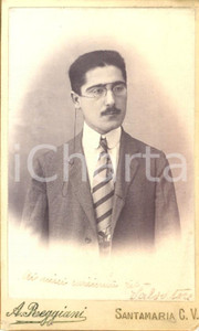 Fotografia d epoca originale 1900 ca SANTA MARIA CAPUA VETERE Ritratto di uomo in cravatta Foto REGGIANI 1