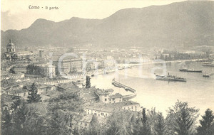 Cartolina originale da collezione 1930 ca COMO Veduta panoramica del PORTO - Lago e Battelli  *Cartolina animata 1