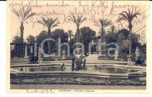 Cartolina originale da collezione 1932 SANREMO IM Giardini ORMOND Cartolina a donna Benedetta ANSELMI FP VG 1