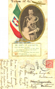 Autografo originale 1915 LONDONDERRY Vittorio Emanuele III In unity is strength *A. LANGAN DOUGLAS 1