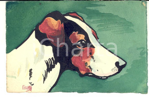 Cartolina originale da collezione 1920 ca F. NORSA Ritratto di un cane Cartolina postale DISEGNATA A MANO 1