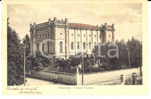 Cartolina originale da collezione 1920 PINEROLO (TO) Tempio Valdese *Cartolina a Maria TIEPOLO OGGIONI FP VG 1