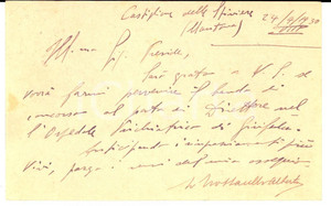 Autografo originale 1930 CASTIGLIONE DELLE STIVIERE Psichiatra Alberto TROSSARELLI chiede bando 1