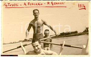 Cartolina originale da collezione 1934 CANOTTAGGIO Paolo GENNARI con TOSELLI e FERRARIO Fotografia 1