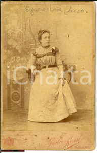Fotografia d epoca originale 1890 LECCO Ritratto Domenica CHIESA con pipa Fotografo GIULIO ROSSI 1
