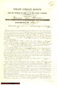 Documento originale, autentico 1859 - Strade Ferrate Romane - Linea Pio Centrale 1