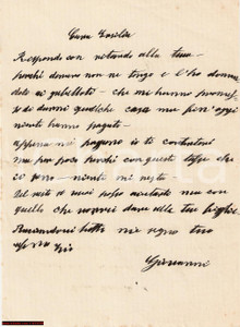 Manoscritto, lettera originale 1890 ROLO REGGIO EMILIA Giovanni Battista PERUZZI si lamenta delle tasse 1