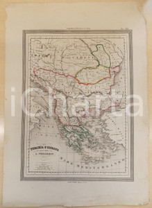 Stampa, bozzetto originale 1864 Atlante Geografico Universale - Turchia d'Europa *Ed. GUIGONI Tav. XXI 1