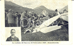 Cartolina originale da collezione 1910 DOMODOSSOLA (VB) Concorso aereo e caduta mortale Geo CHAVEZ *Cartolina 1
