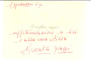 Autografo originale 1964 Biglietto di auguri SAVOYE *Autografo Renata POLLIO GRAZZI 1