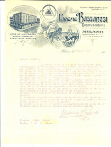 Manoscritto, lettera originale 1913 MILANO Edmondo BASSANESI vende bottone automatico a molla *Lettera 1