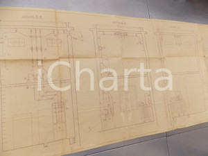 Stampa, bozzetto originale 1939 USUMBURA BURUNDI Ditta FERRUZZI Centrale di produzione Pianta sezioni 1