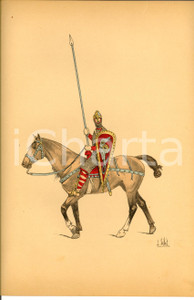 Stampa, bozzetto originale 1890 L. VALLET Le chic Ã  cheval  Cavalier normand Lithographie 25x33 1