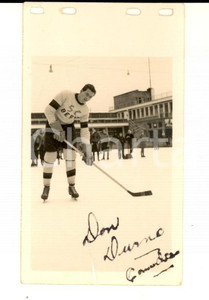 Fotografia d'epoca originale 1950 ca CANADA Hockey su ghiaccio - Don DURNO *Foto AUTOGRAFATA DANNEGGIATA 7x10 1