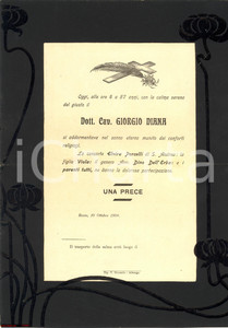 Manoscritto, lettera originale 1908 REZZO IM Annuncio mortuario cavalier Giorgio Diana 1