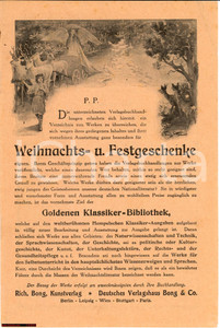 Materiale pubblicitario d’epoca 1920 ca BERLIN Goldene Klassiker Bibliothek ILLUSTRATO 1