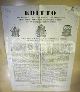 Documento originale, autentico 1859 STATO PONTIFICIO Censi camerali SS. Pietro e Paolo 1