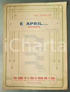 Oggetto da collezione cartaceo 1920 Ermenegildo RUSCONI E  april... Mattinata Spartito Opera Orfani Contadini 1