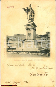Cartolina originale da collezione 1901 GENOVA  Il Monumento al Duca di GALLIERA Cartolina postale FP VG 1