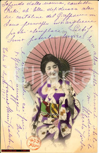 Cartolina originale da collezione 1903 TOKYO Costumi giapponesi donna kimono FP VG 1