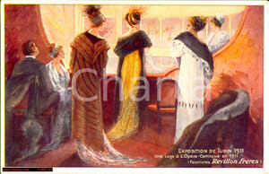 Cartolina originale da collezione 1911 EXPO TORINO Loge à  l Opéra Comique REVILLON Cartolina postale 1