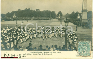 Cartolina originale da collezione 1904 PARIS La Marche de l'ArmÃ©e in PLACE DE LA CONCORDE 1