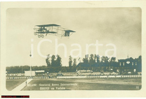 Cartolina originale da collezione 1910 MILANO Concorso Aereo Henri BREGI su VOISIN FP NV 1