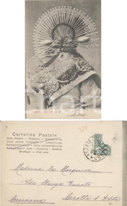 Cartolina originale da collezione 1905 COSTUMI MILANESI Donna in costume tipico FP VG 1