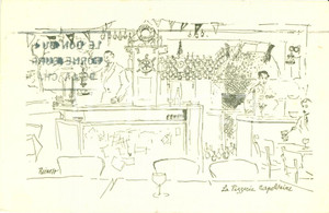 Cartolina originale da collezione 1955 PARIS Pizzeria Napolitaine BARTOLO Illust. REINOSO Cartolina FP VG 1