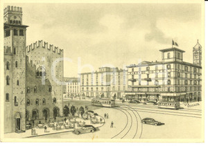 Cartolina originale da collezione 1941 BOLOGNA Particolare della cittÃ  - Albergo Moderno*Cartolina postale FG NV 1