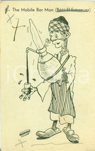 Cartolina originale da collezione 1935 ca AFRICA COLONIALE Satira RAZZISMO The mobile bar man MISCHA Cartolina FP 1