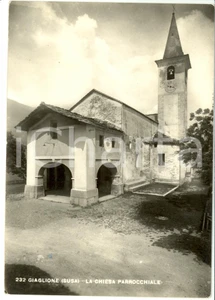 Cartolina originale da collezione 1951 GIAGLIONE TO Veduta della chiesa parrocchiale Cartolina FG VG 1