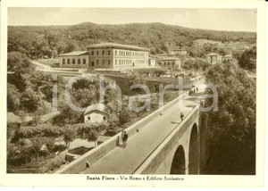 Cartolina originale da collezione 1940 ca SANTA FIORA GR Via ROMA ed edificio scolastico ANIMATA Cartolina FG NV 1