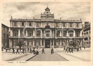 Cartolina originale da collezione 1946 CATANIA CT Facciata della REGIA UNIVERSITA  Cartolina animata FG VG 1