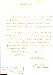 Autografo originale 1843 ROMA card. Ambrogio BIANCHI lettera AUTOGRAFA 1